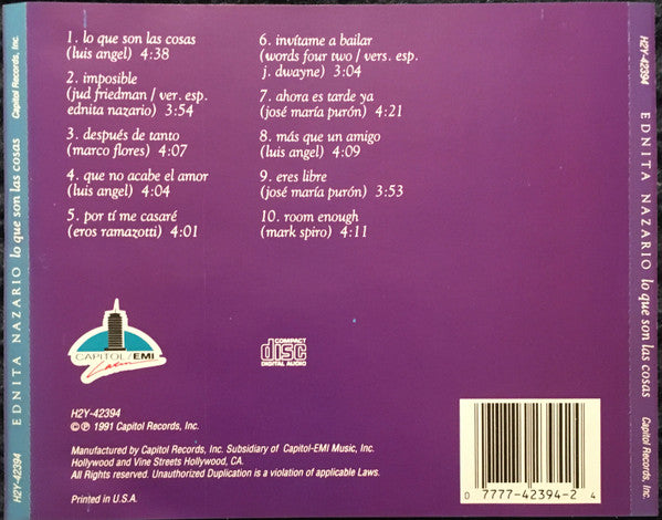 Ednita Nazario : Lo Que Son Las Cosas (CD, Album)