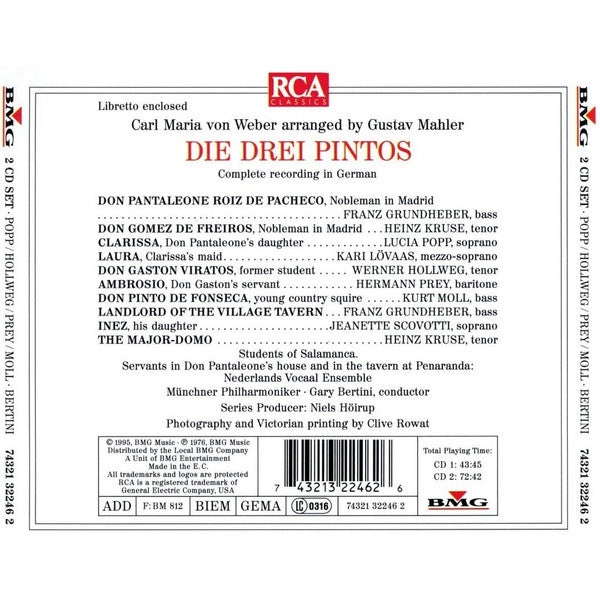 Weber* / Mahler* - Popp* · Hollweg* · Prey* · Moll* · Grundheber* · Kruse* · Nederlands Vocaal Ensemble · Münchner Philharmoniker · Gary Bertini : Die Drei Pintos (2xCD, Album, RE, RM)