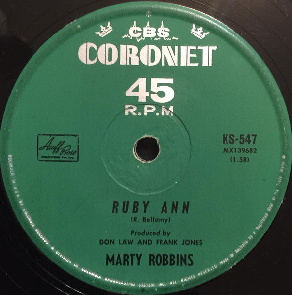 Marty Robbins : Ruby Ann (7", Single)