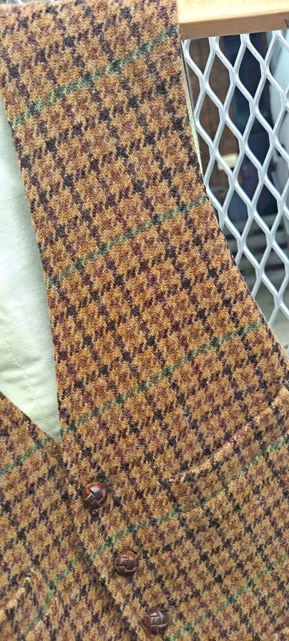 Polo Ralph Lauren Irish Tweed Checked Mens Wool Vest Mens Small 36R