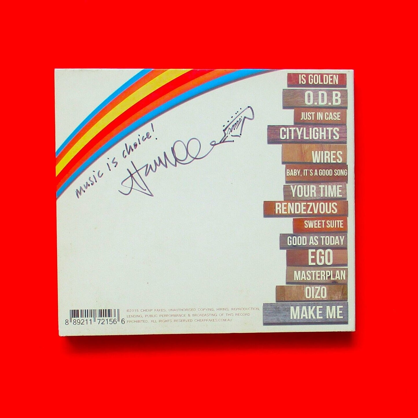 Cheap Fakes Modern Vintage 2015 Australian CD Album Signed On Back Cover