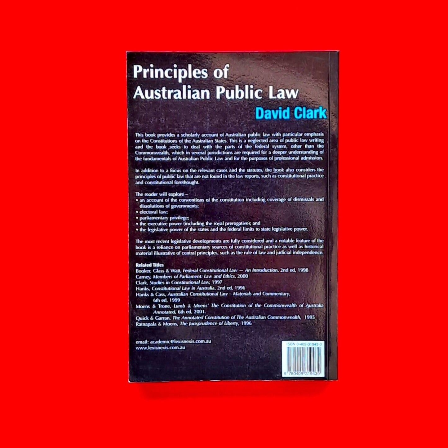 Principles of Australian Public Law by David Clark 2003