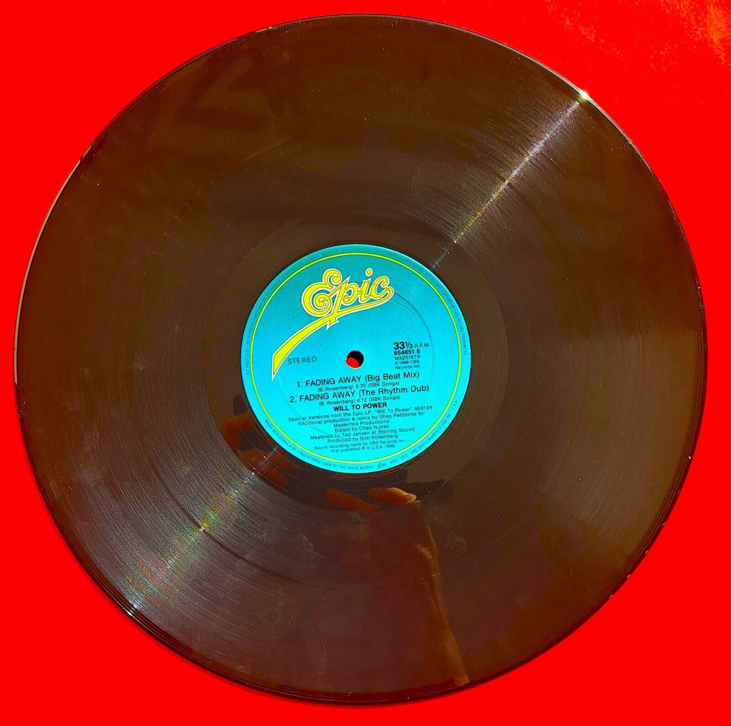 Will To Power Fading Away 12" Inch Single 1988 Australian Pressing