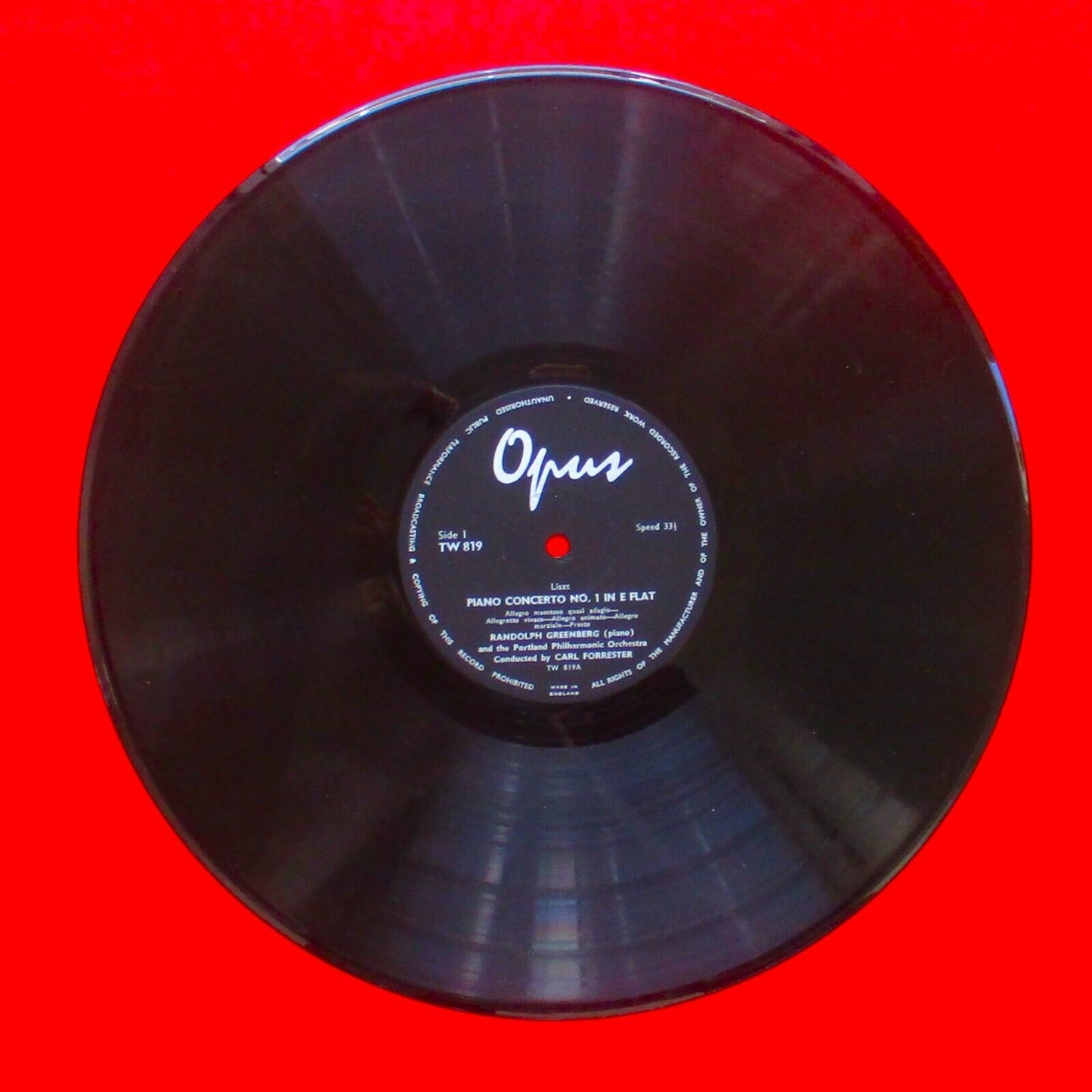 Franz Liszt Randolph Greenberg Piano Concertos Vinyl Album LP Opus UK Pressing