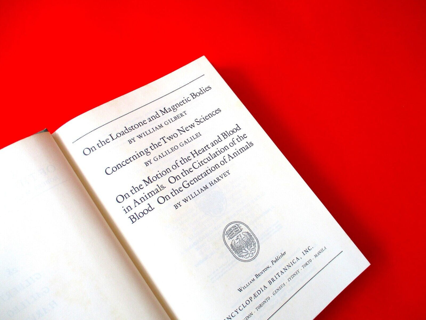 Works of Galileo, William Gilbert and William Harvey 3-in-1 1952 Hardcover