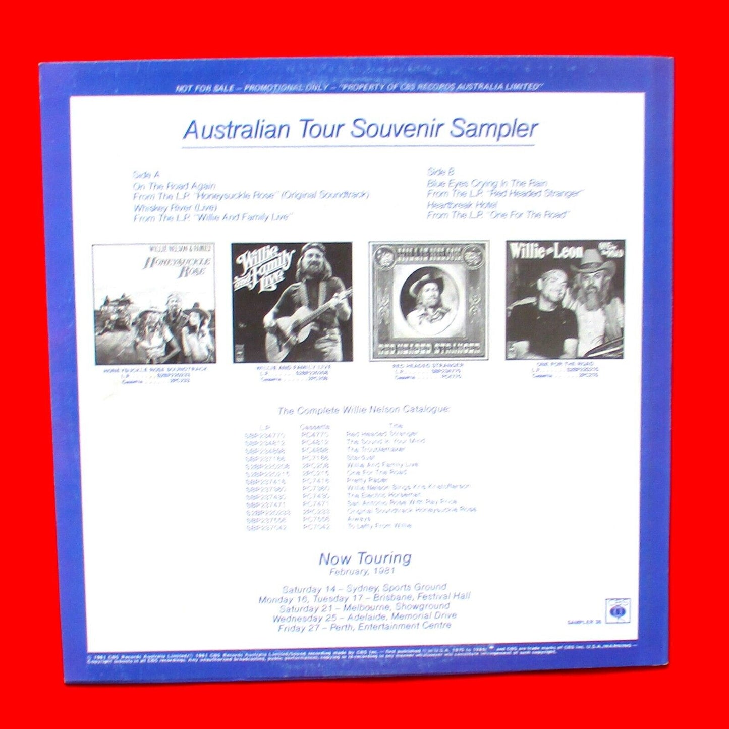 Willie Nelson Australian Tour Souvenir Sampler Limited Edition 1981 EP 12" Viny