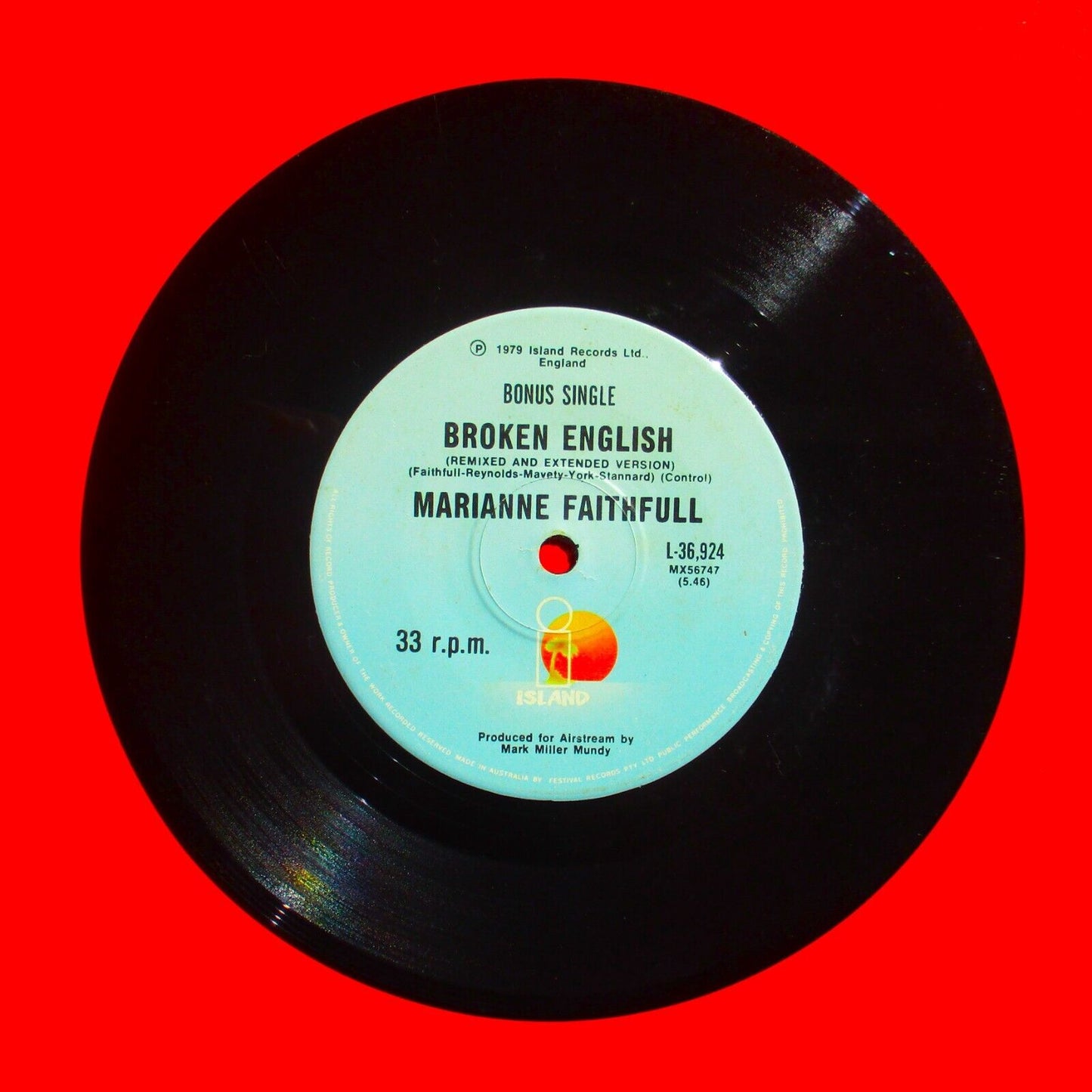 Marianne Faithful Broken English 1979 Vinyl 7" Inch Bonus Single