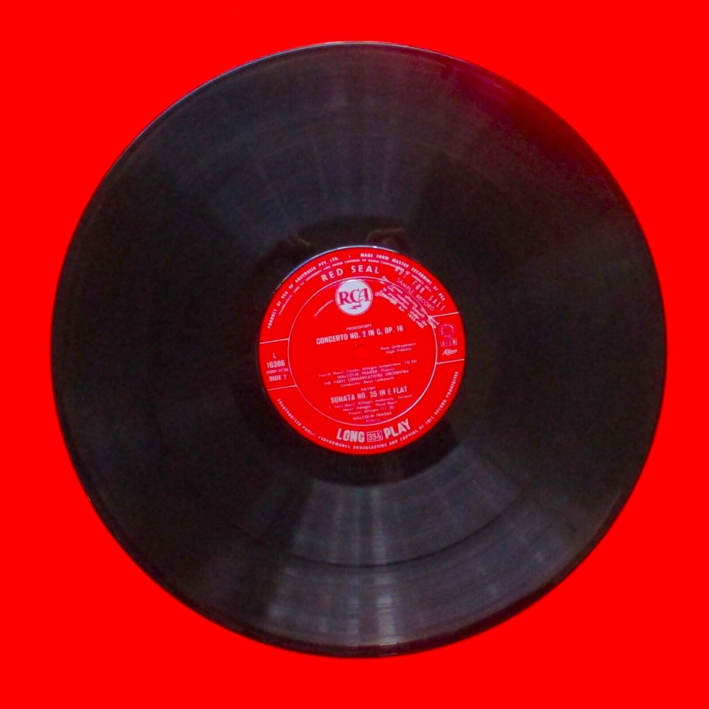 Prokofieff Haydn Malcolm Frager Concerto No. 2 Sonata No. 35 LP Australian 1960