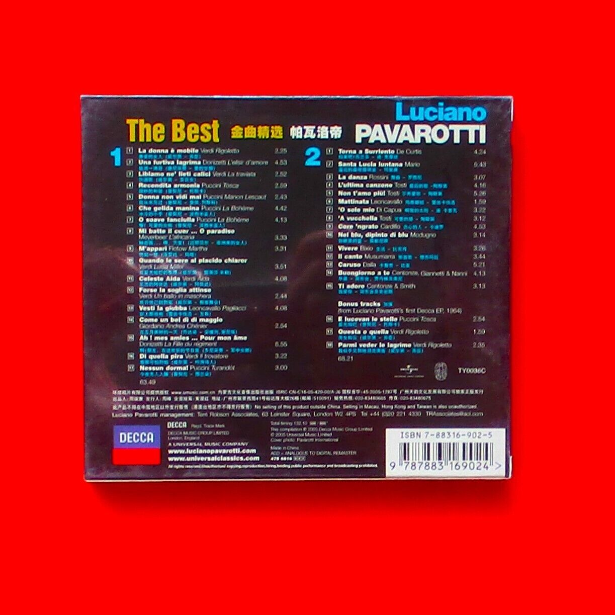 Luciano Pavarotti Best Hits Double CD Set Sealed 2005 Chinese