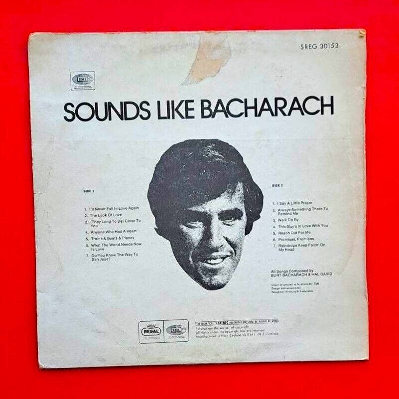 The Emistudio Orchestra Sounds Like Bacharach 1972 LP Burt Bacharach NZ Pressing