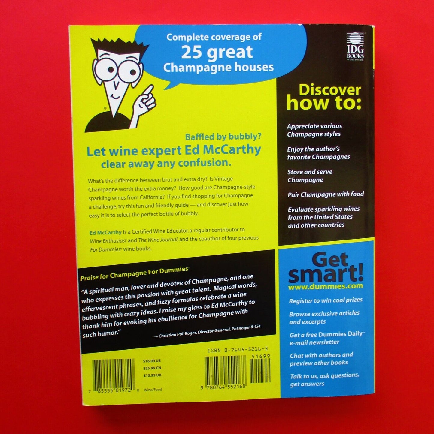 Champagne for Dummies by Ed McCarthy 1999 Paperback