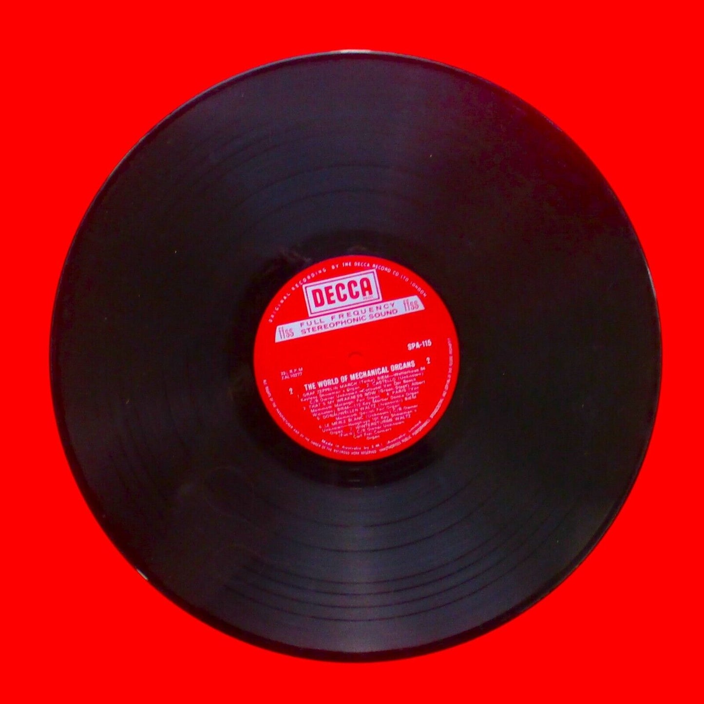 The World Of Mechanical Organs Vinyl Album LP Decca Australian Pressing