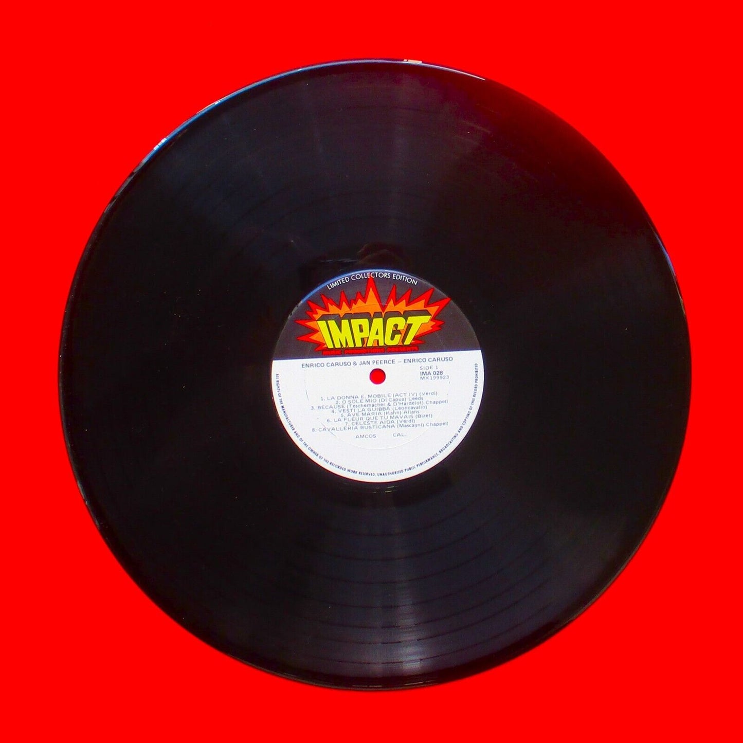 Enrico Caruso and Jan Peerce Vinyl Album LP Australian Pressing Limited Ed