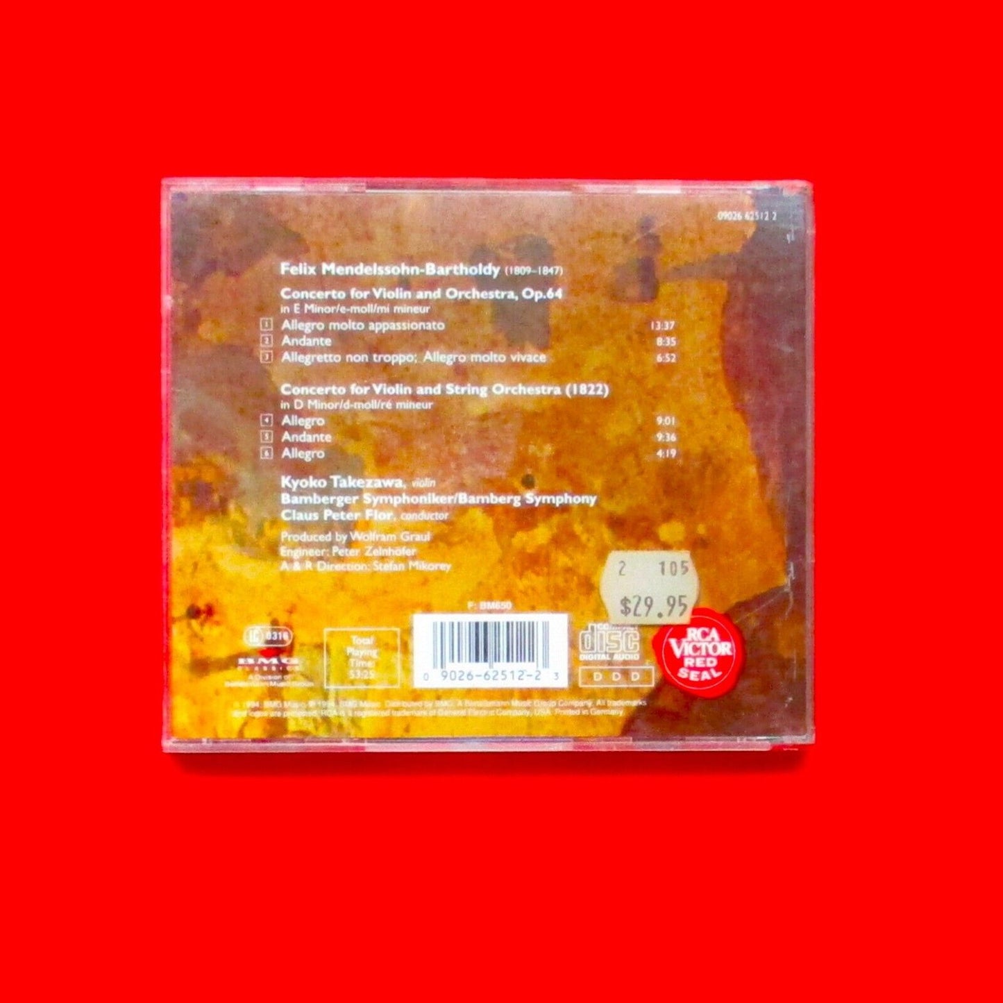 Kyoko Takezawa Mendelssohn Violin Concertos 1994 CD Album Classical RCA Red Seal