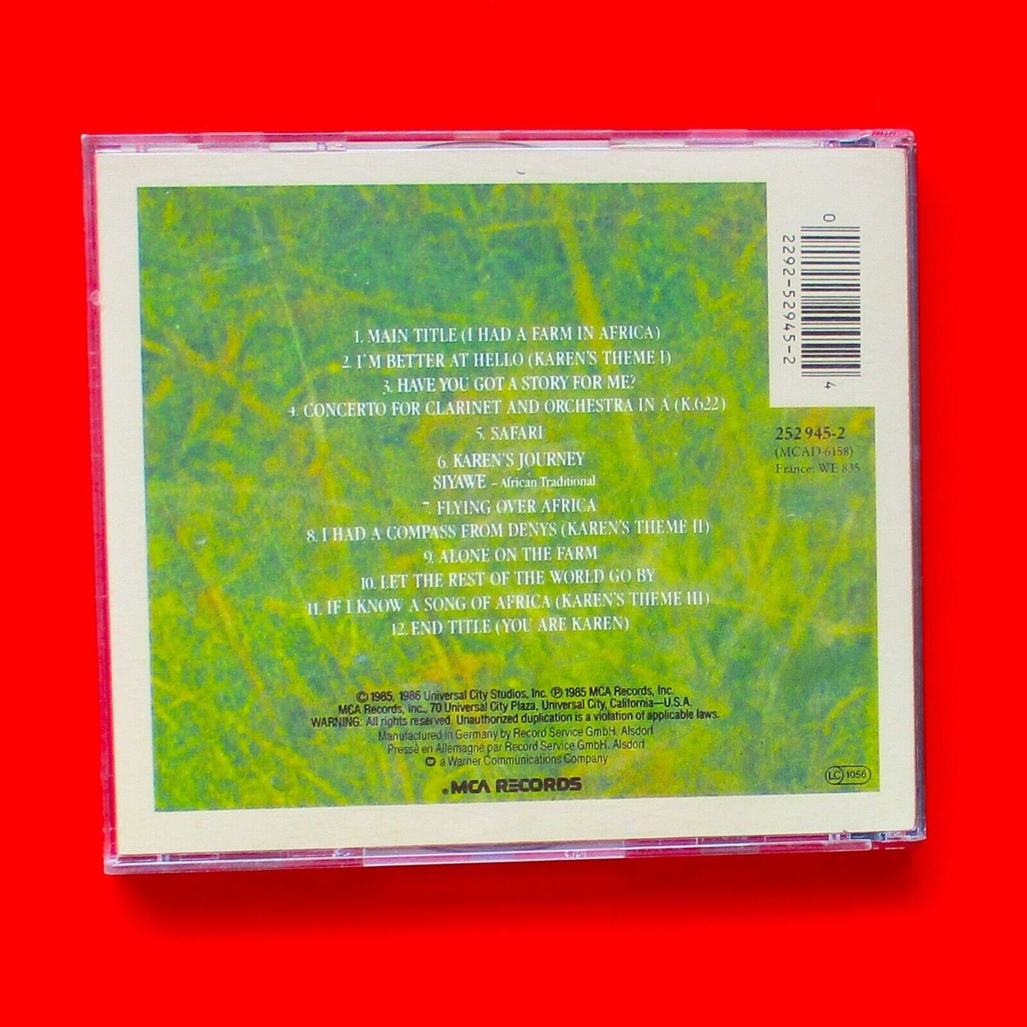 John Barry Out Of Africa (Music From The Motion Picture Soundtrack) CD Album