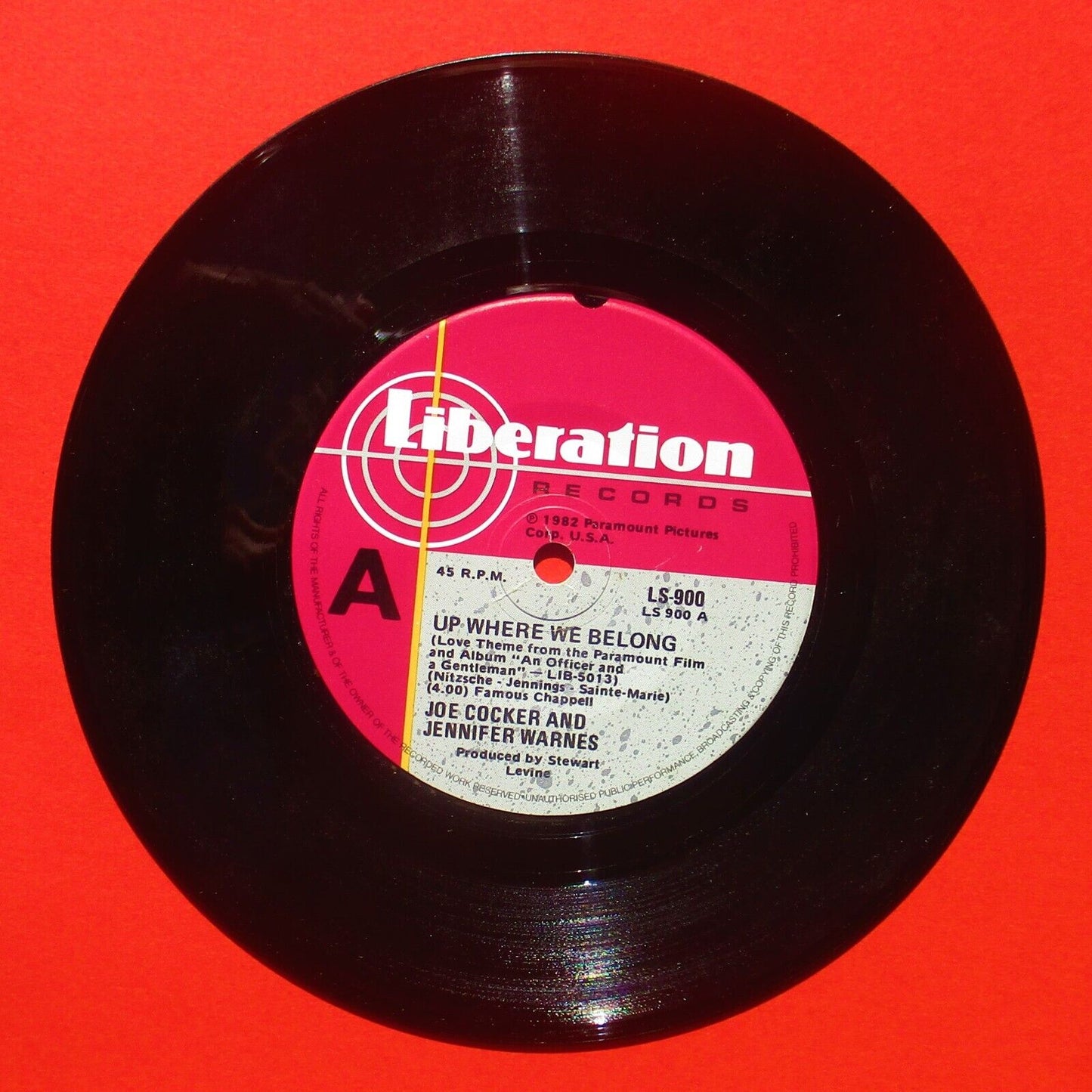 Joe Cocker And Jennifer Warnes Up Where We Belong 7" Single 1982