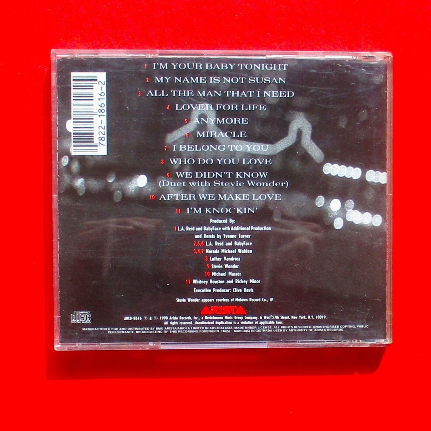 Whitney Houston I'm Your Baby Tonight 1990 Australian CD Album