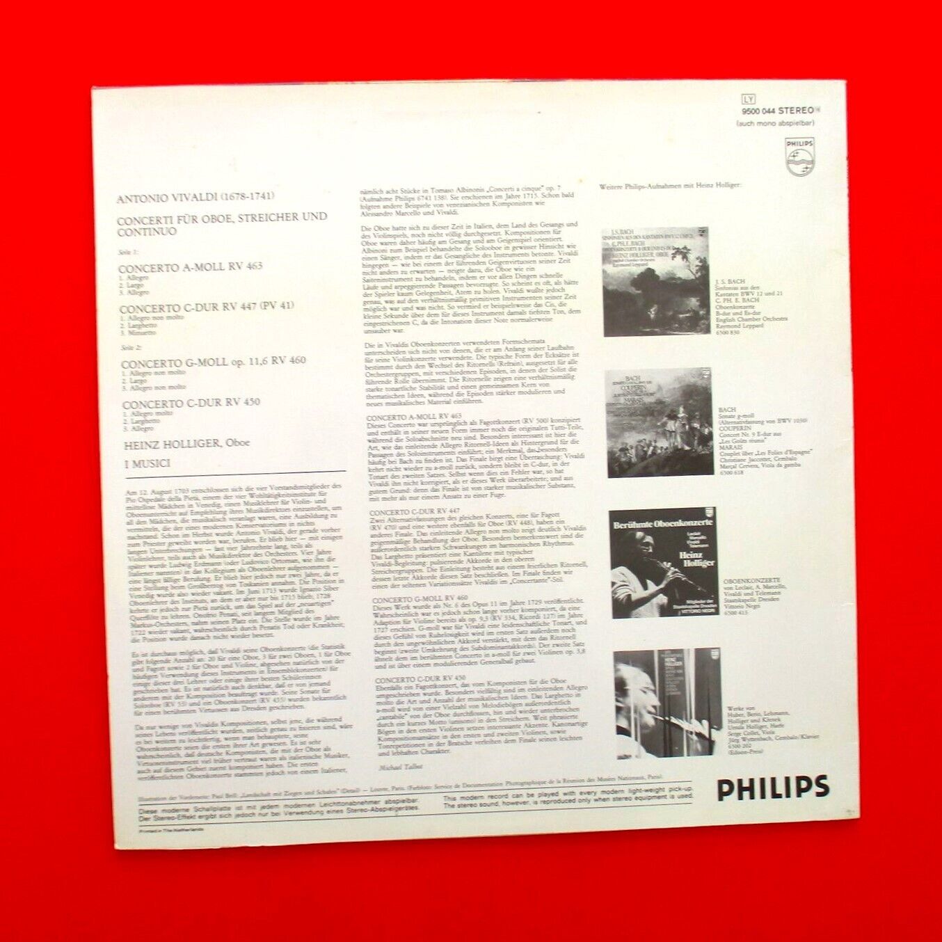 Vivaldi Heinz Holliger I Musici – 4 Oboe Concertos Vinyl LP 1976