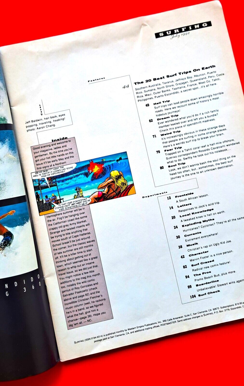 Surfing July 1992 Australian Magazine 20 Best Trips G-Land Surf Music