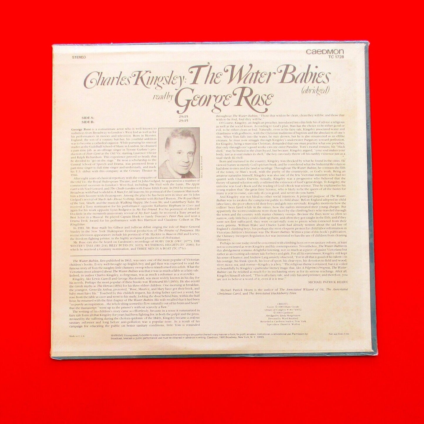 Charles Kingsley The Water Babies (Abridged) Read by George Rose Vinyl LP Sealed