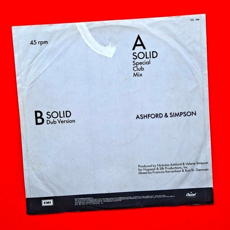 Ashford & Simpson Solid 12" Maxi Single 1984 Australan Pressing Funk Soul