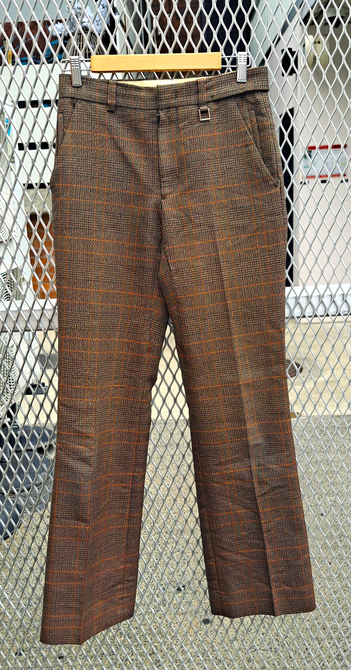 WOOYOUNGMI Men’s Flared Pants (Size 28) Multicolor Check / Korean Luxury Menswear 2021