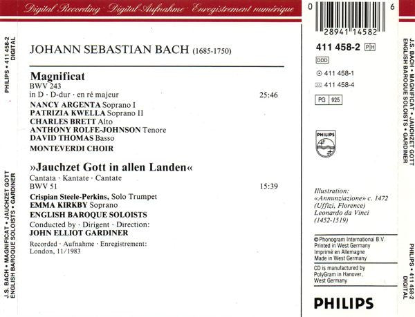 J.S. Bach* - Monteverdi Choir*, English Baroque Soloists*, John Eliot Gardiner, Argenta*, Kwella*, Brett*, Rolfe-Johnson*, Thomas* / Emma Kirkby : Magnificat / "Jauchzet Gott In Allen Landen" (CD, Album)
