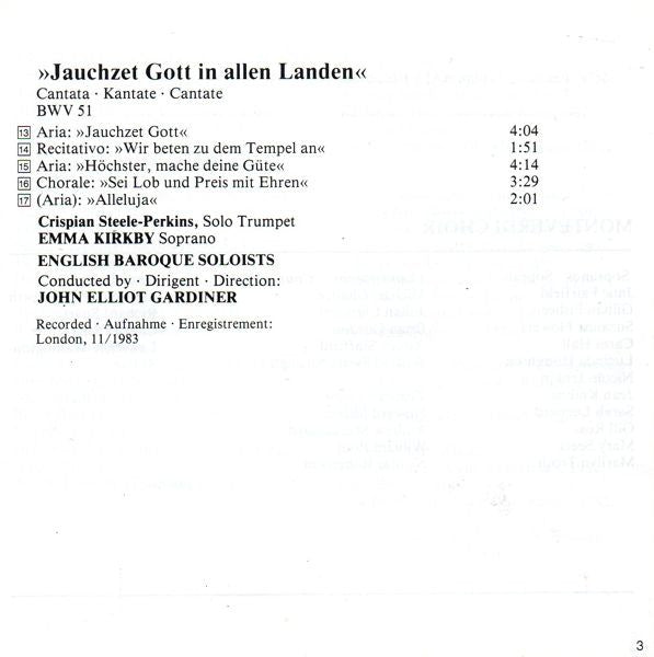 J.S. Bach* - Monteverdi Choir*, English Baroque Soloists*, John Eliot Gardiner, Argenta*, Kwella*, Brett*, Rolfe-Johnson*, Thomas* / Emma Kirkby : Magnificat / "Jauchzet Gott In Allen Landen" (CD, Album)