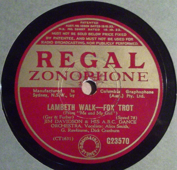 Jim Davidson & His A.B.C. Dance Orchestra : Lambeth Walk / Music, Maestro, Please (Shellac, 10")