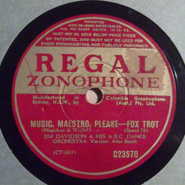 Jim Davidson & His A.B.C. Dance Orchestra : Lambeth Walk / Music, Maestro, Please (Shellac, 10")