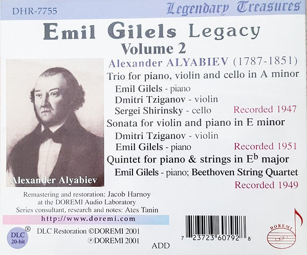Alyabiev*, Emil Gilels : Legacy - Volume 2 (CD, Comp, Mono, RM)