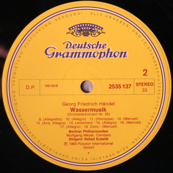 Händel* - Berliner Philharmoniker · Rafael Kubelik : Wassermusik (LP, RP)