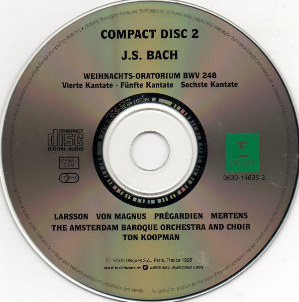 J.S. Bach* - Larsson*, Von Magnus*, Prégardien*, Mertens*, The Amsterdam Baroque Orchestra And Choir, Ton Koopman : Weihnachts-Oratorium = Christmas Oratorio = Oratorio De Noël BWV 248 (2xCD + Box)