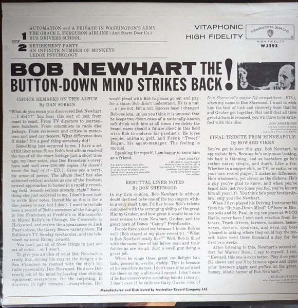 Bob Newhart : The Button-Down Mind Strikes Back! (LP, Album, Mono)