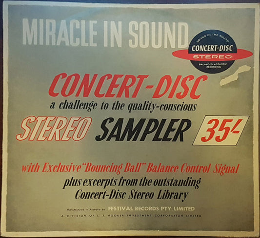 Various : Concert-Disc A Challenge To The Quality-Conscious Stereo Sampler With Exclusive "Bouncing Ball" Balance Control Signal Plus Excerpts From The Outstanding Concert-Disc Stereo Library (LP)