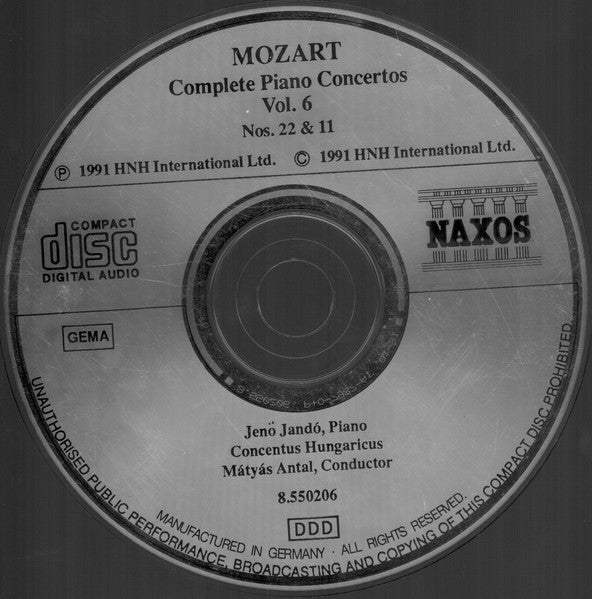 Wolfgang Amadeus Mozart / Jenö Jandó, Concentus Hungaricus, Mátyás Antal : Complete Piano Concertos Vol. 6 - No. 11, K. 413, No. 22, K. 482 (CD)