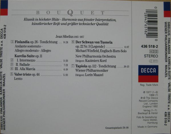 Jean Sibelius : Finlandia · Karelia-Suite · Valse Triste · Der Schwan Von Tuonela · Tapiola (CD, Album)