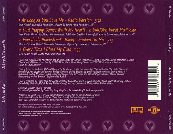 Backstreet Boys : As Long As You Love Me (CD, Single)