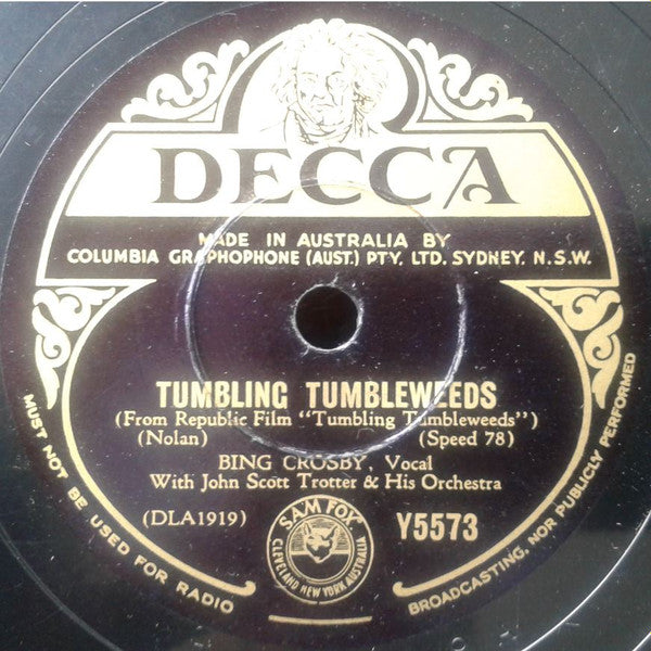 Bing Crosby : Tumbling Tumbleweeds / Along The Santa Fe Trail (Shellac, 10")