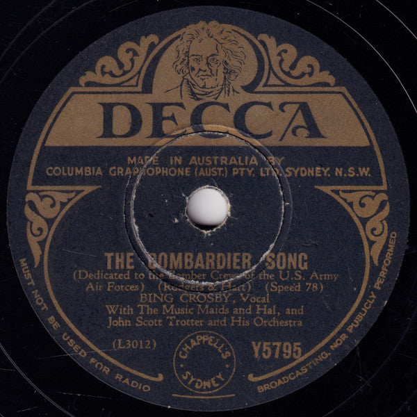 Bing Crosby : The Bombardier Song / Conchita, Marquita,Lolita, Peptia,Rosita, Juanita Lopez (Shellac, 10")