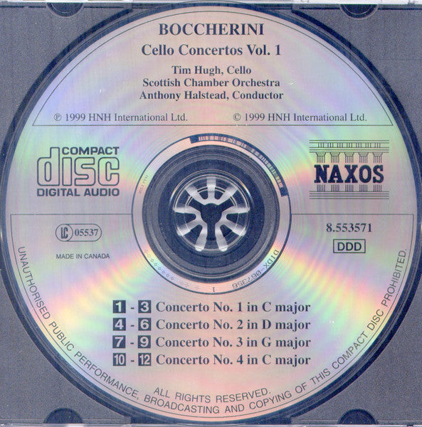 Boccherini* - Tim Hugh, Scottish Chamber Orchestra, Anthony Halstead : Cello Concertos Vol. 1 Nos. 1 - 4 (CD)