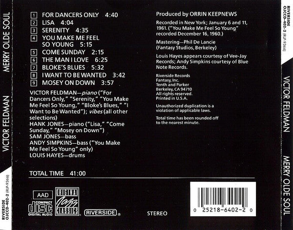 Victor Feldman : Merry Olde Soul (CD, Album, RE, RM)