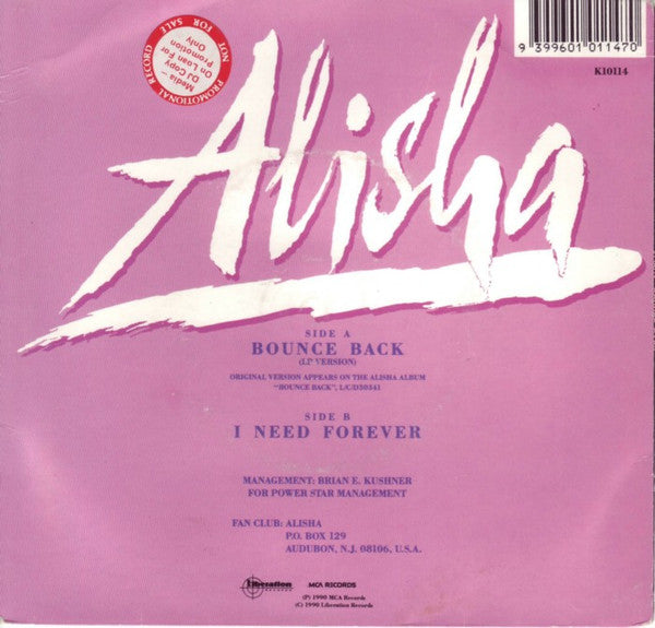 Alisha : Bounce Back (7", Single)