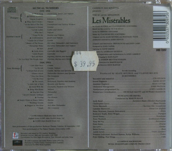 Alain Boublil And Claude-Michel Schönberg : Les Misérables - The Original London Cast (2xCD, Album, RE)
