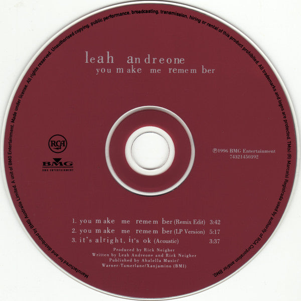 Leah Andreone : You Make Me Remember (CD, Single)