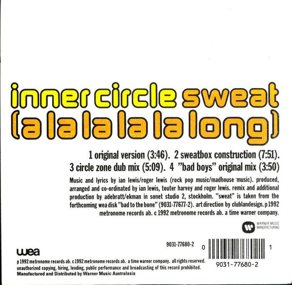 Inner Circle : Sweat (A La La La La Long) (CD, Single, Car)