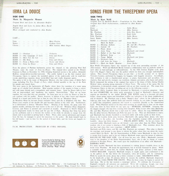 Various : Songs From Threepenny Opera / Irma La Douce (LP, Album, Club)