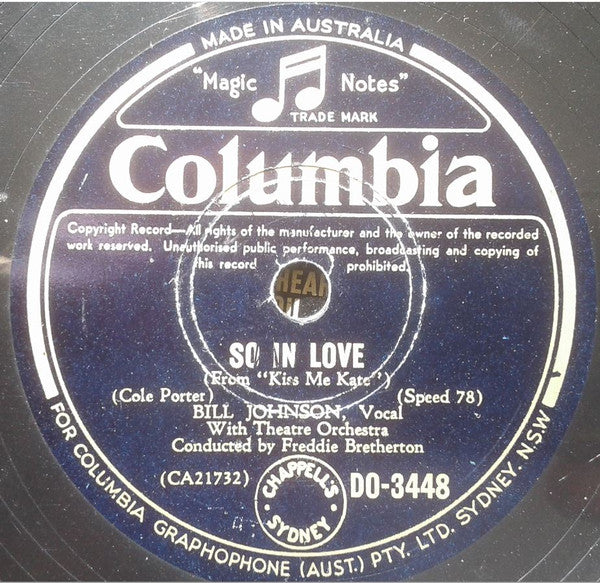 Patricia Morison, Bill Johnson (18) : Wunderbar / So In Love (Shellac, 10")