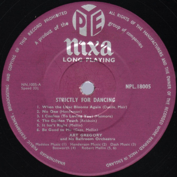 Art Gregory And His Ballroom Orchestra : Strictly For Dancing - Vol: 1 (LP)