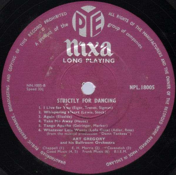 Art Gregory And His Ballroom Orchestra : Strictly For Dancing - Vol: 1 (LP)